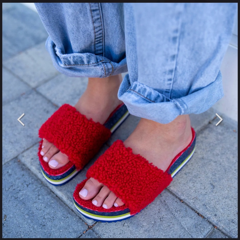 Fleks Cito Slide Free People Red Women’s Size 8 - 8.5/M 7 - 7.5 Slip On NIB